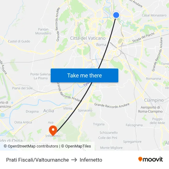Prati Fiscali/Valtournanche to Infernetto map