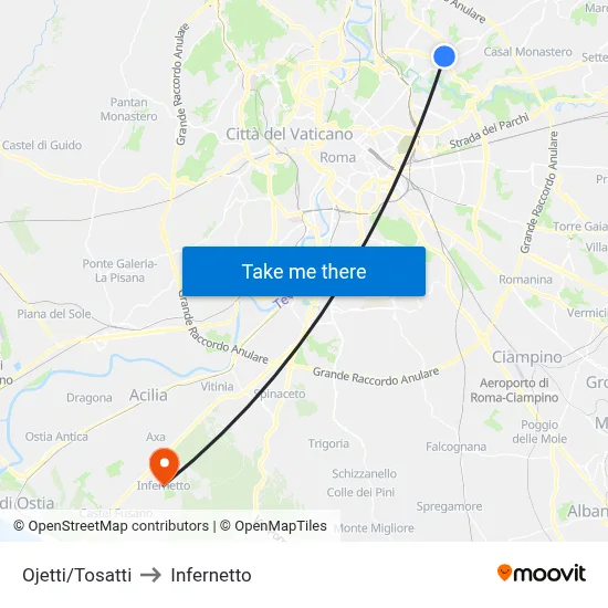 Ojetti/Tosatti to Infernetto map