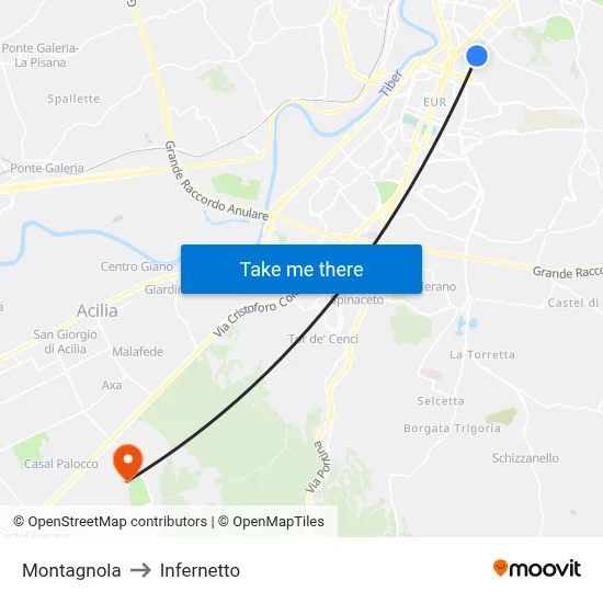 Montagnola to Infernetto map
