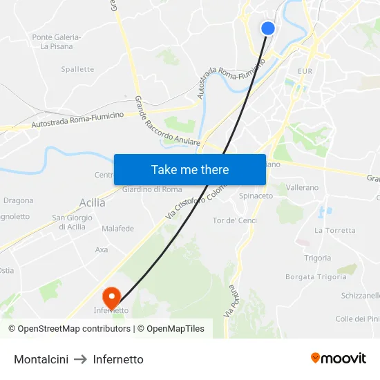 Montalcini to Infernetto map