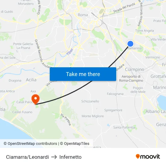 Ciamarra/Leonardi to Infernetto map