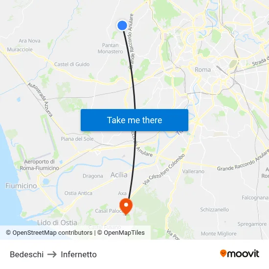 Bedeschi to Infernetto map
