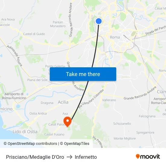 Prisciano/Gold Medals to Infernetto map