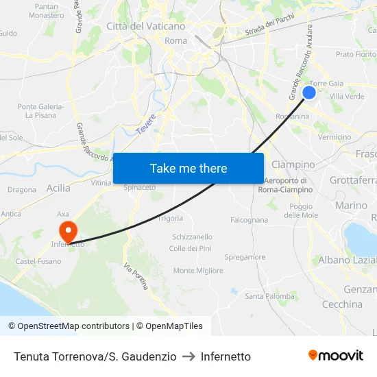 Torrenova Estate/St. Gaudenzio to Infernetto map