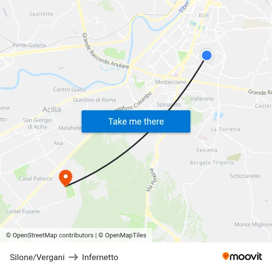 Silone/Vergani to Infernetto map