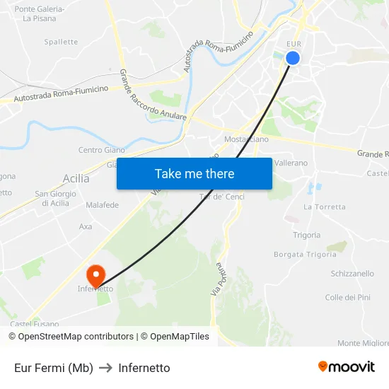 Eur Fermi (Mb) to Infernetto map