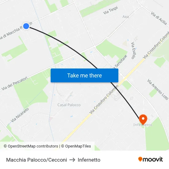 Macchia Palocco/Cecconi to Infernetto map