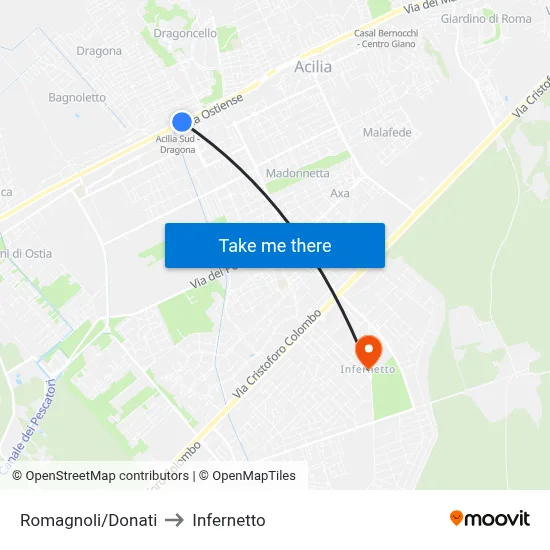 Romagnoli/Donati to Infernetto map