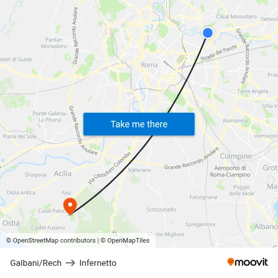 Galbani/Rech to Infernetto map