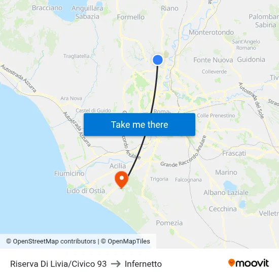 Livia Reserve/Number 93 to Infernetto map