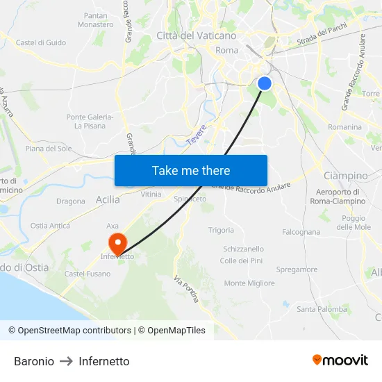Baronio to Infernetto map