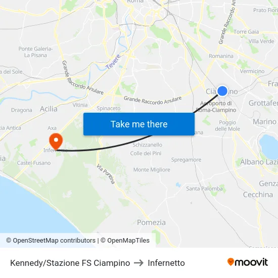 Kennedy/Stazione FS Ciampino to Infernetto map