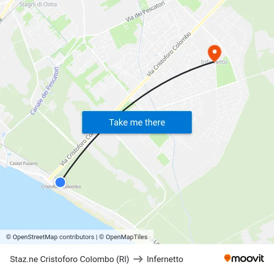 Staz.ne Cristoforo Colombo (Rl) to Infernetto map