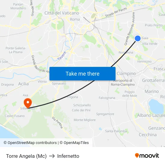 Torre Angela (Mc) to Infernetto map