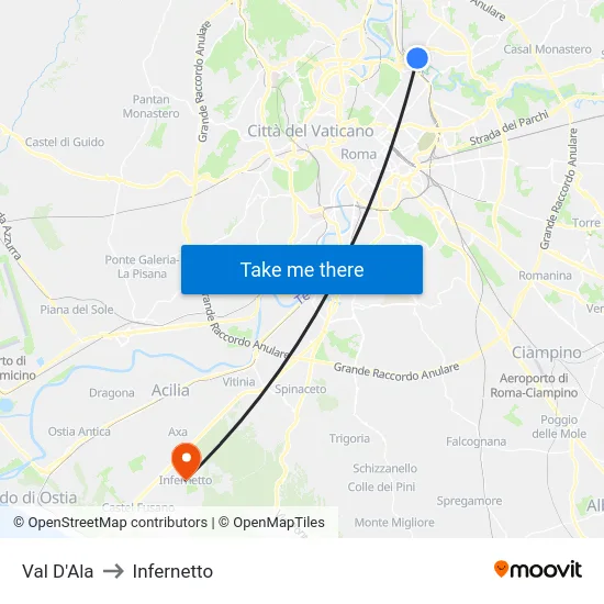 Val D'Ala to Infernetto map