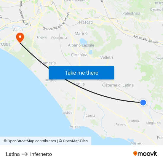 Latina to Infernetto map