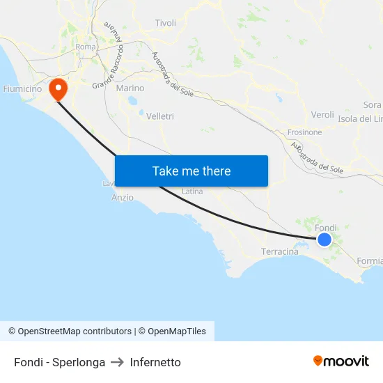Fondi - Sperlonga to Infernetto map