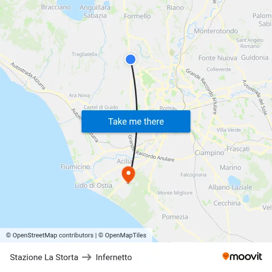 La Storta Station to Infernetto map