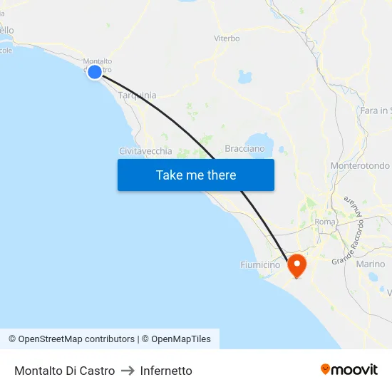 Montalto Di Castro to Infernetto map