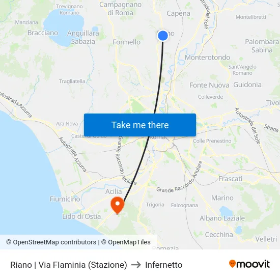 Riano | Via Flaminia (Stazione) to Infernetto map