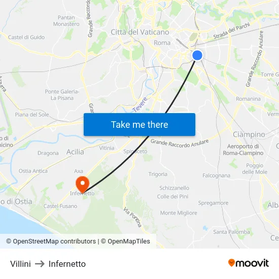 Villini to Infernetto map