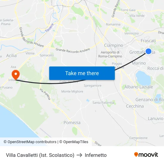 Villa Cavalletti (Ist. Scolastico) to Infernetto map