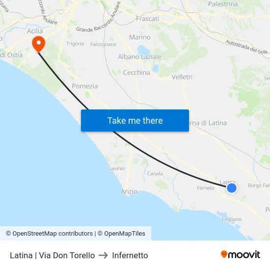Latina | Via Don Torello to Infernetto map