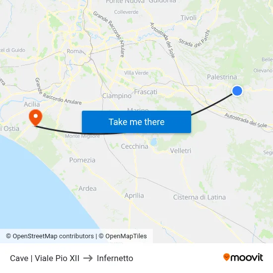 Cave | Pius XII Avenue to Infernetto map