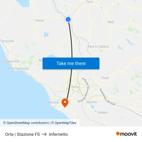 Orte | Stazione FS to Infernetto map