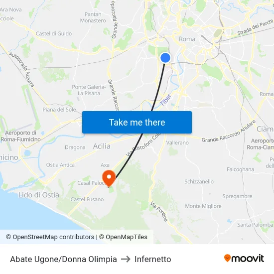 Abate Ugone/Donna Olimpia to Infernetto map