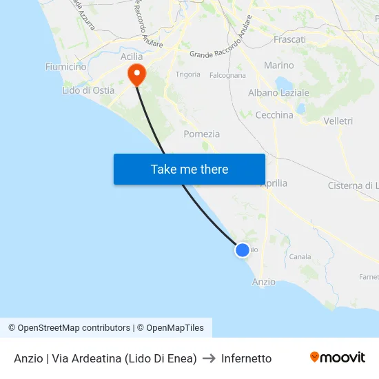Anzio | Via Ardeatina (Lido Di Enea) to Infernetto map