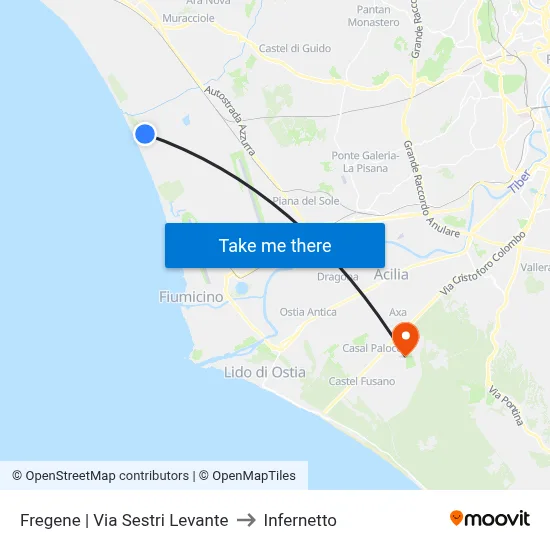 Fregene | Sestri Levante Road to Infernetto map