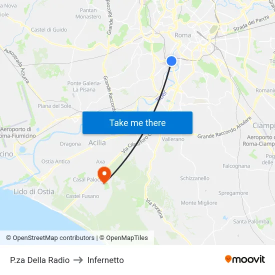 Radio Square to Infernetto map
