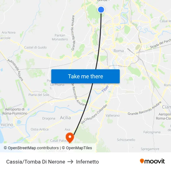 Cassia/Tomb of Nero to Infernetto map