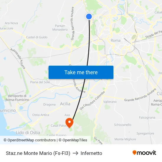 Monte Mario Station (FS-FL3) to Infernetto map