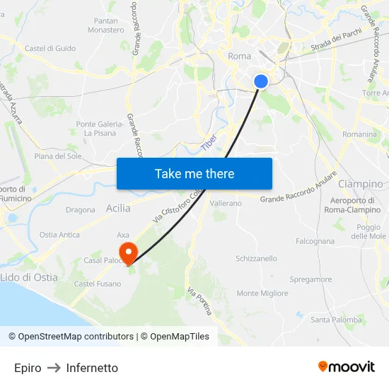 Epiro to Infernetto map