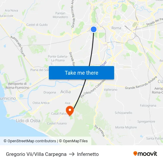 Gregory VII/Villa Carpegna to Infernetto map