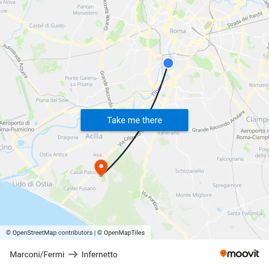 Marconi/Fermi to Infernetto map