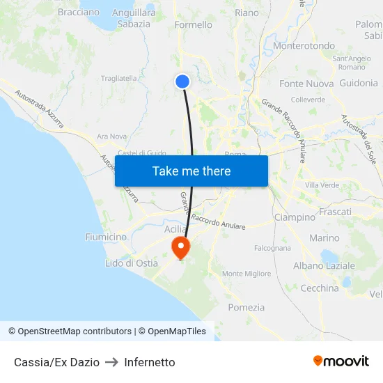 Cassia/Former Customs to Infernetto map