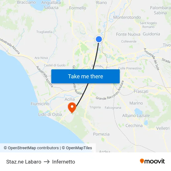 Labaro Station to Infernetto map