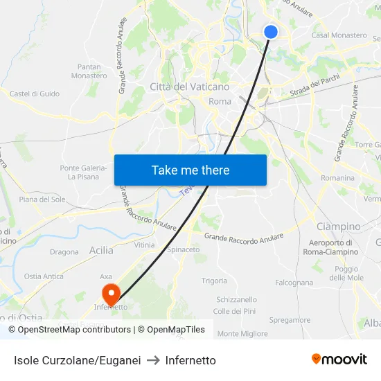 Isole Curzolane/Euganei to Infernetto map
