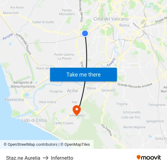 Staz.ne Aurelia to Infernetto map