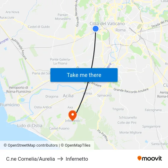 C.ne Cornelia/Aurelia to Infernetto map