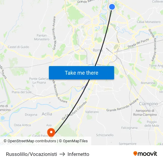 Russolillo/Vocazionisti to Infernetto map