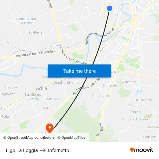 La Loggia Square to Infernetto map