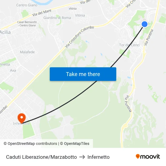 Caduti Liberazione/Marzabotto to Infernetto map