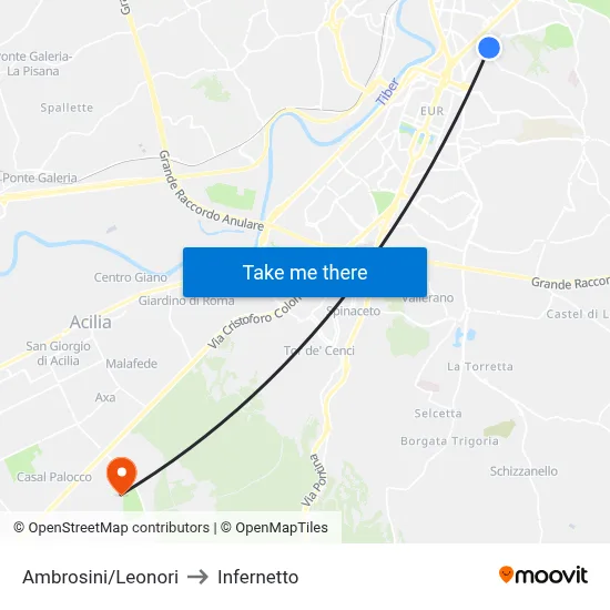 Ambrosini/Leonori to Infernetto map