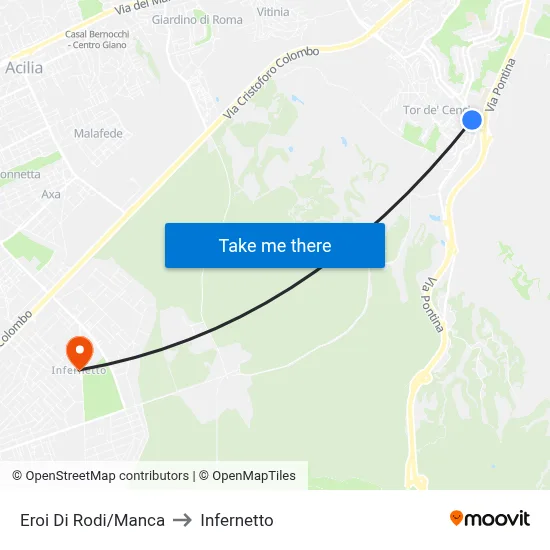 Eroi Di Rodi/Manca to Infernetto map