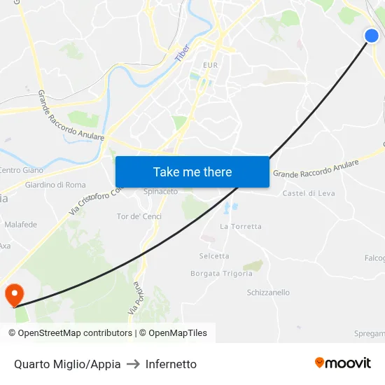 Fourth Mile/Appia to Infernetto map