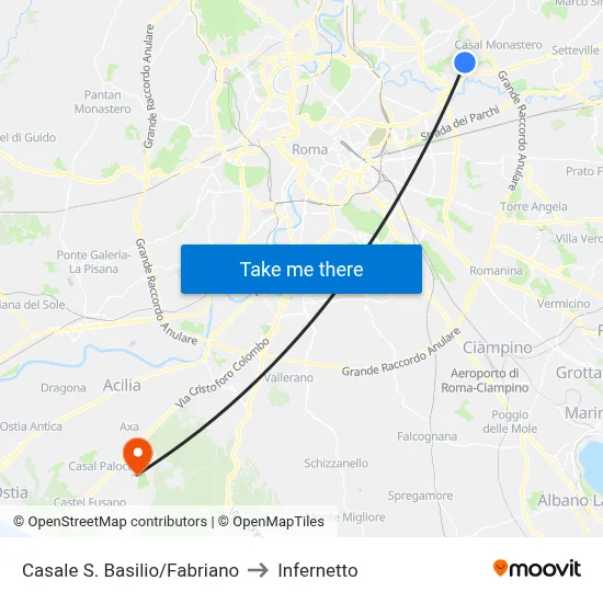 Casale S. Basilio/Fabriano to Infernetto map